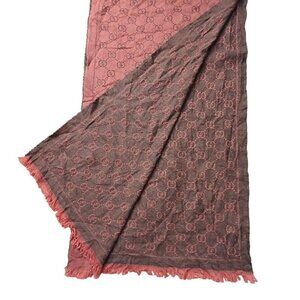 Gucci Pink & Grey Reversible GG Logo Print Shawl Wrap Vintage Pre-Owned
